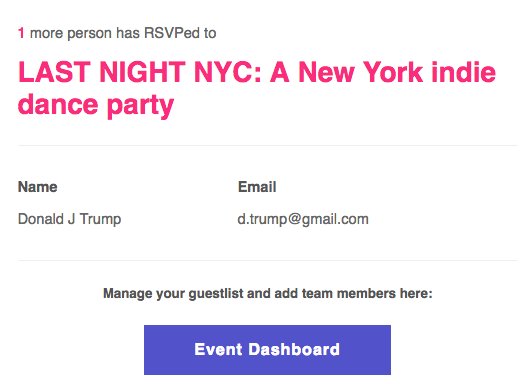 LastNightNYC's tweet photo. Apparently we had a special guest RSVP today, none other than @RealDonaldTrnpWe dedicate "I Predict a Riot" by Kaiser Chiefs to him. https://t.co/tVE5WWrEVv