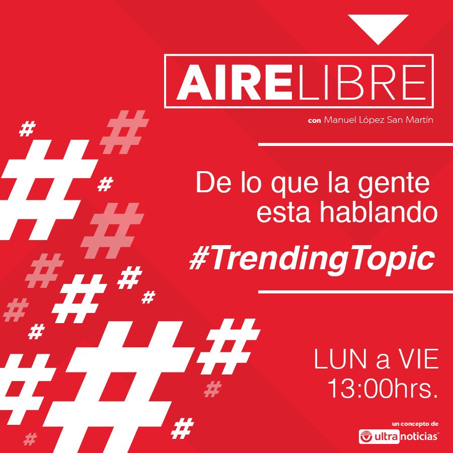 AireLibreMX's tweet photo. ¿Qué sucede en México? ¿De qué hablan las redes sociales? Entérate en @AireLibreMX con @MLopezSanMartin https://t.co/JNuVOsI71P