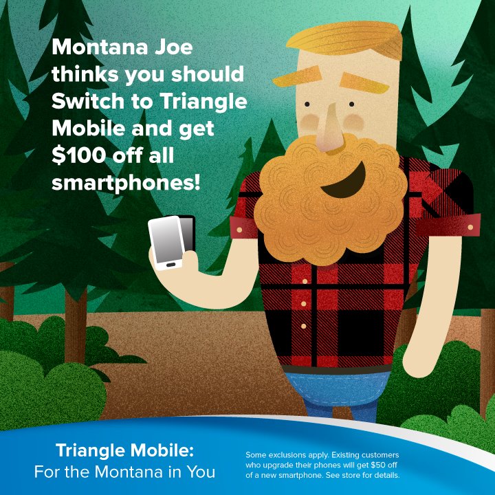TriangleMobile's tweet image. Montana Joe thinks it&apos;s time to switch to Triangle Mobile! We&apos;re sweetening the deal, too. buff.ly/2n1Vv8l