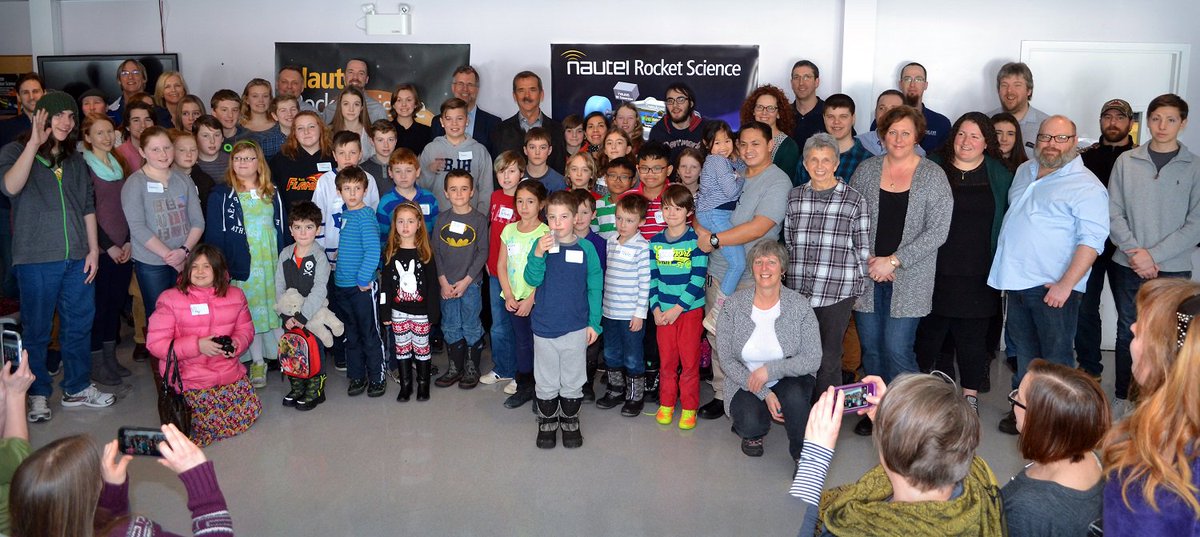 nautelbroadcast's tweet photo. @Cmdr_Hadfield celebrates #NovaScotia Heritage Day with the families of Nautel #inspiring #thanks #Halifax #hiring https://t.co/UjoD68c1HX