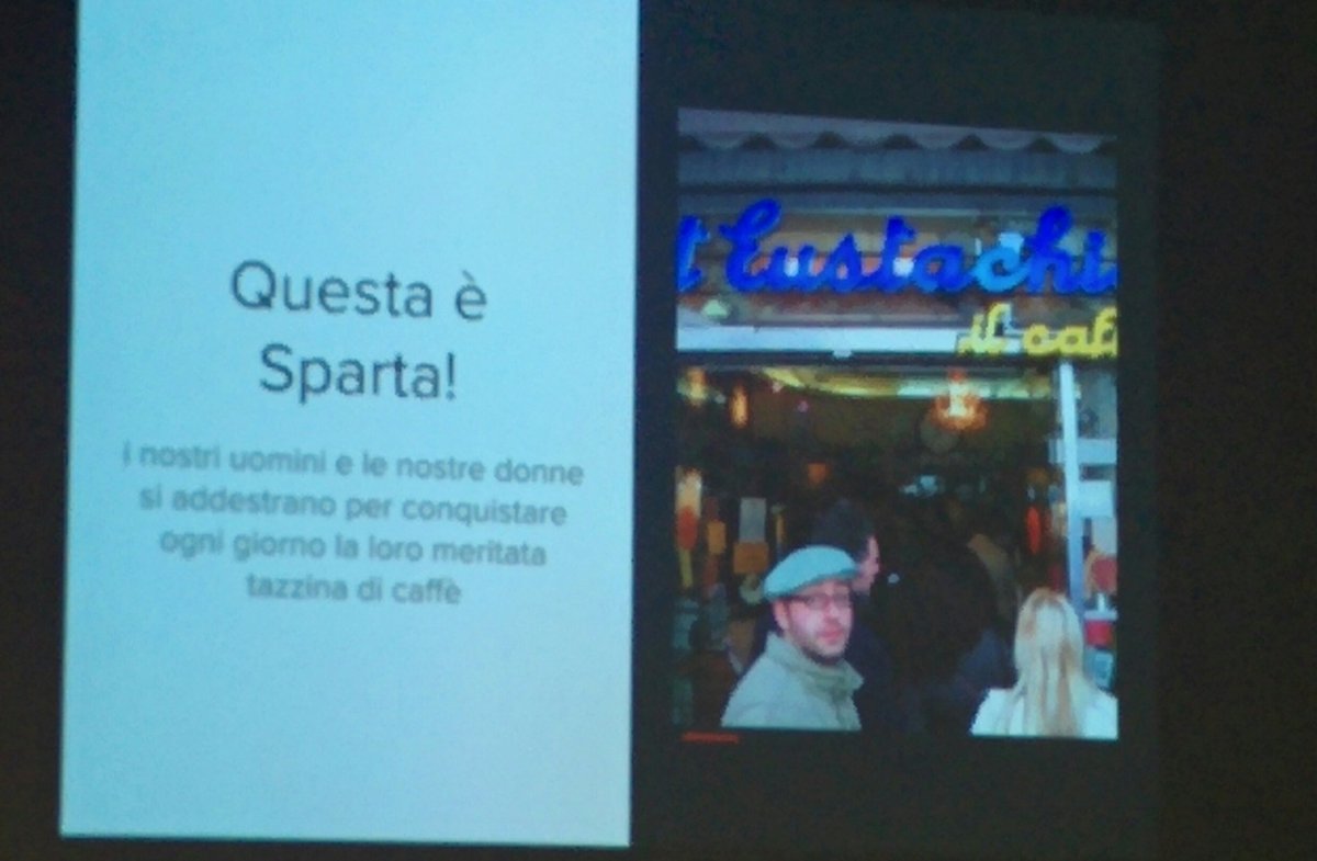 CodemotionIT's tweet photo. L'usabilità nei caffè: Roma non è Hollywood e il bar non è Starbucks :) @elleuca #DEED #community #Codemotion @carl0s_ https://t.co/pmpKb1xhzl