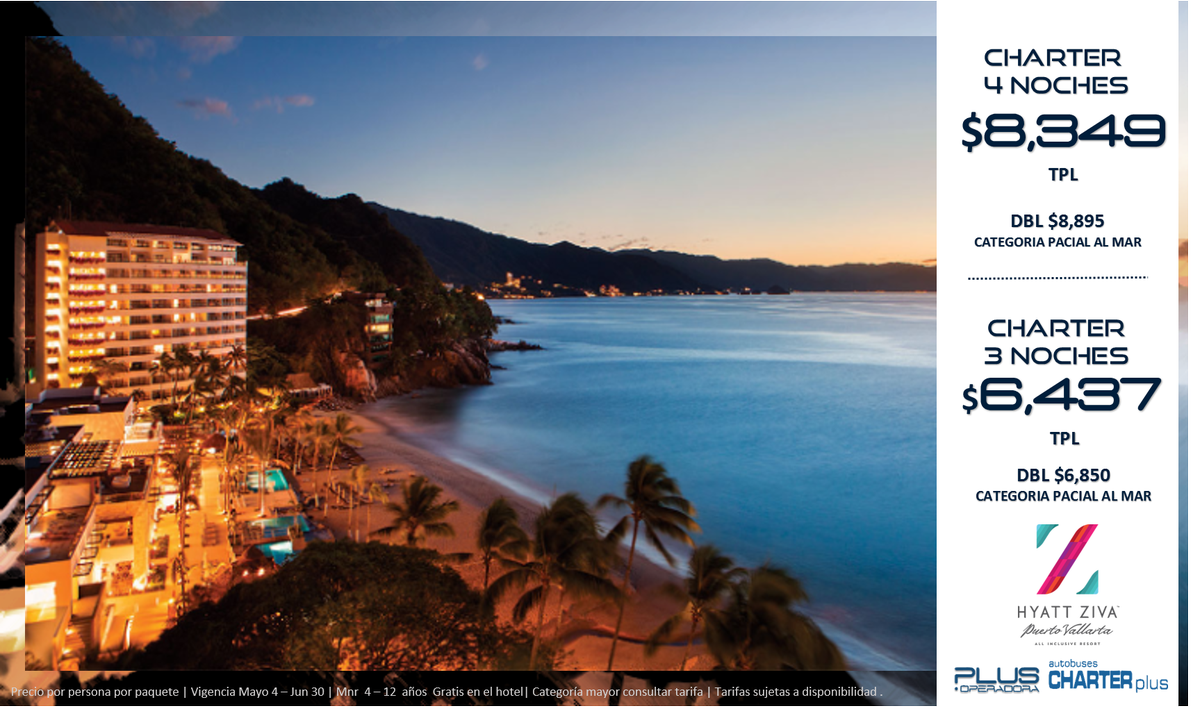 PlusOperadora's tweet photo. #LeDariaUnPremioA @HyattPVZiva Y #CHARTERplus por su gran Pre venta reserva y garantiza de marzo 24 a abril 19 y viaja en mayo o junio https://t.co/5PUXteec6l