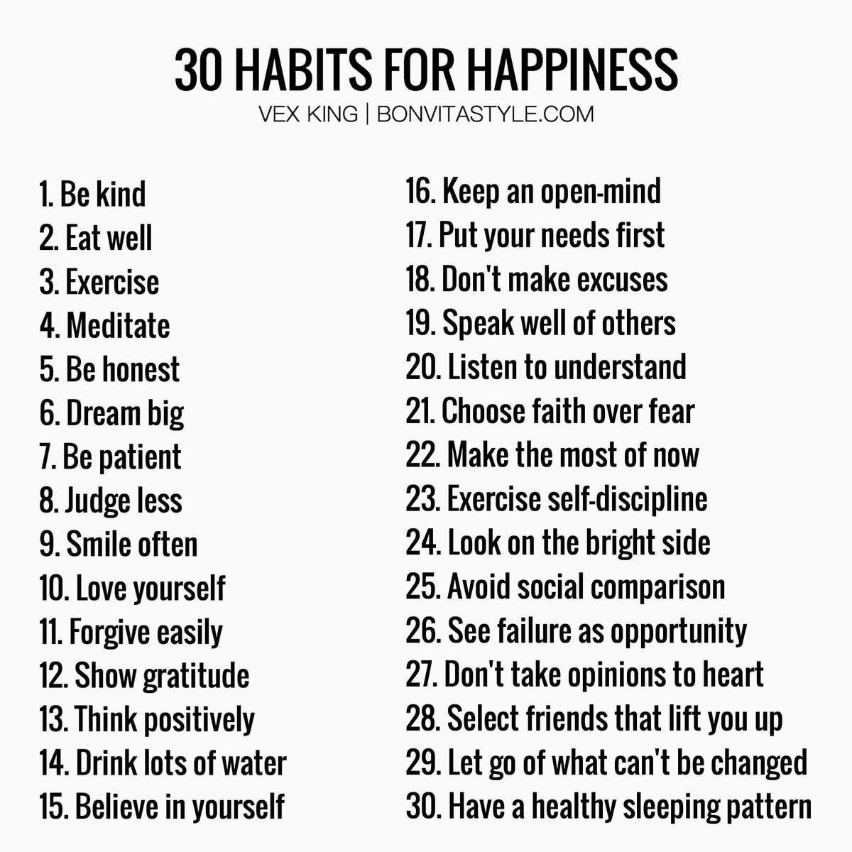 The 30 Habits for Happiness - love these!...

#sltchat #Ukedchat #Wellbeing #womened