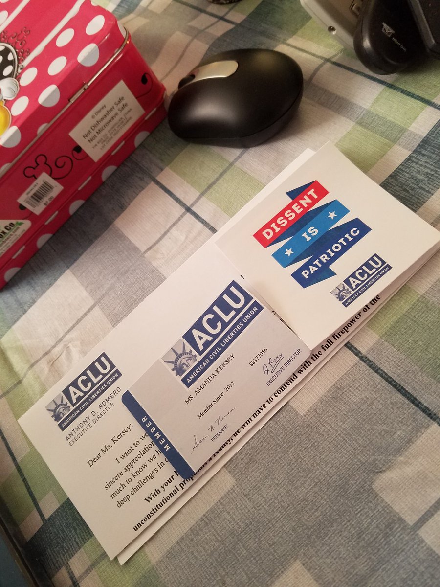 amandamee's tweet photo. Fun mail today! #ACLU https://t.co/k7RdLTp3ke
