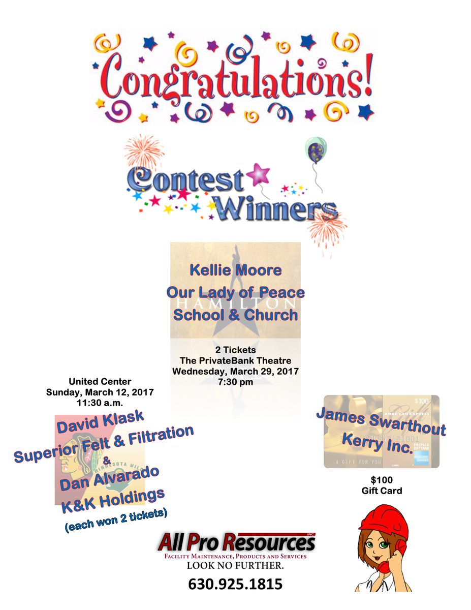 AllProResources's tweet photo. Congratulations to our lucky contest winners! https://t.co/O1nnCMUo2c