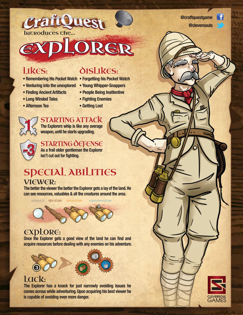 Cleversouls's tweet photo. Introducing the Explorer! Counter to the Barbarian he isn't so great at fighting enemies BUT he easily finds extra resources lying around. https://t.co/Tg74J8dOgG