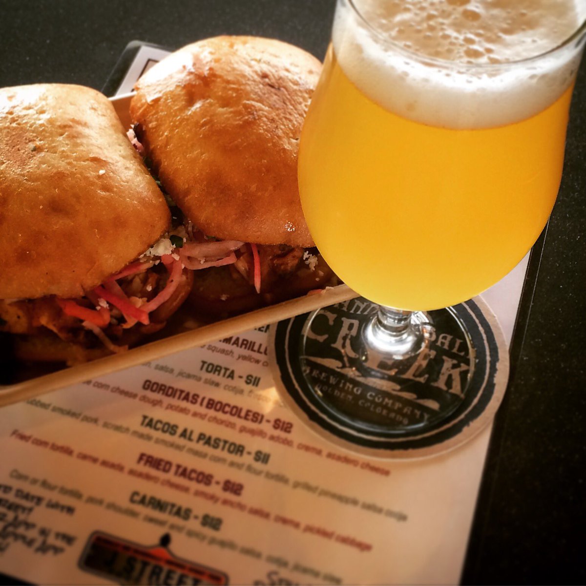 #RosemarySourdoughSaison paired with the chicken torta from J Street Food Truck...don't mind if we do!