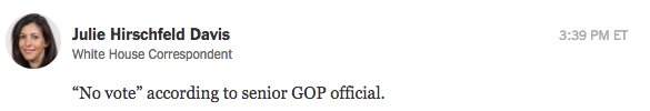 The New York Times (@nytimes) on Twitter photo "No vote," according to a senior Republican official, <a href="/juliehdavis/">Julie Davis</a> reports nyti.ms/2nlk82J "No vote," according to a senior Republican official, <a href="/juliehdavis/">Julie Davis</a> reports nyti.ms/2nlk82J