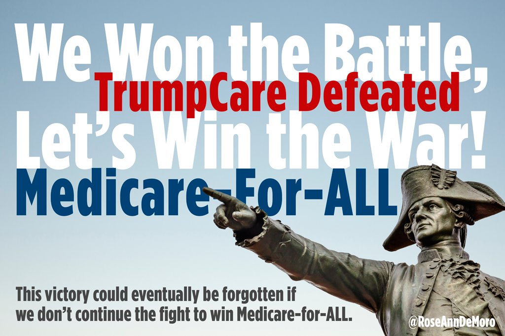 Now is not the time for Dems to celebrate. Many cannot afford copays, deductibles, premiums. Americans deserve #MedicareForAll. #killthebill