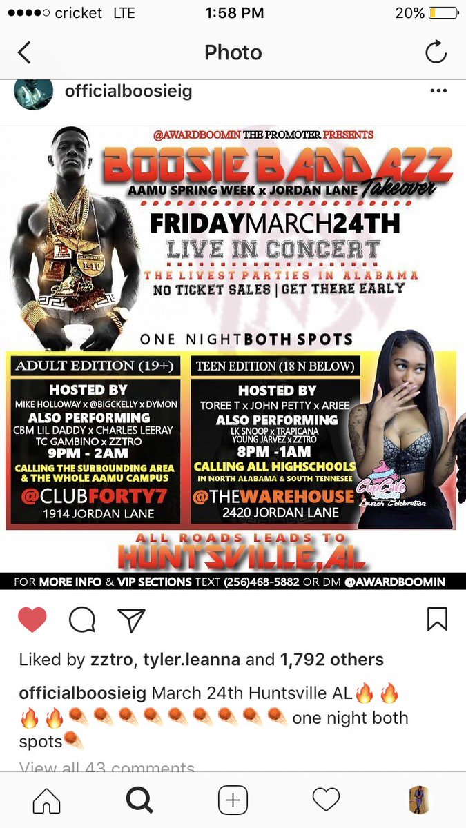 passionatebeau's tweet image. @BOOSIEOFFICIAL WILL BE LIVE IN HUNTSVILLE TONIGHT  🔥 #CLUB47 #TheWarehouse - Contact @Awardboomin for more Info 🎥 #AAMU #AAMU20 #AAMU_RYS17