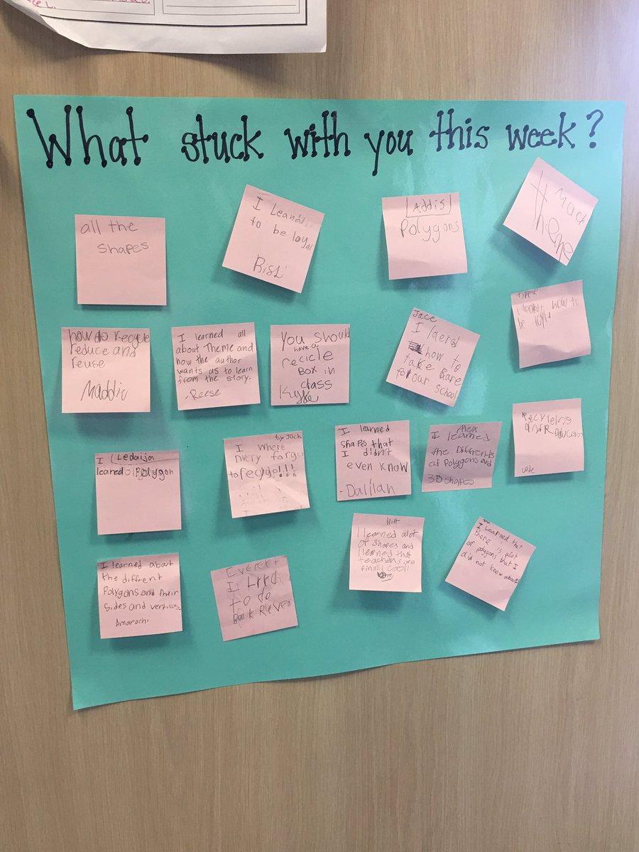 asotogfe's tweet photo. Started a new Friday tradition today....what stuck with you this week. #goforthgreatness #secondgraderocks https://t.co/1AWnPIjmDj