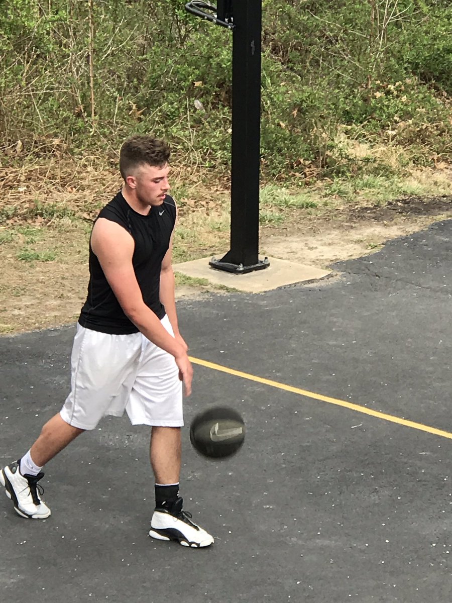 Bringitstrong's tweet image. Big D Davie Pound sporting the cheesy Stache and blocking shots! #SpringBreakChallenge