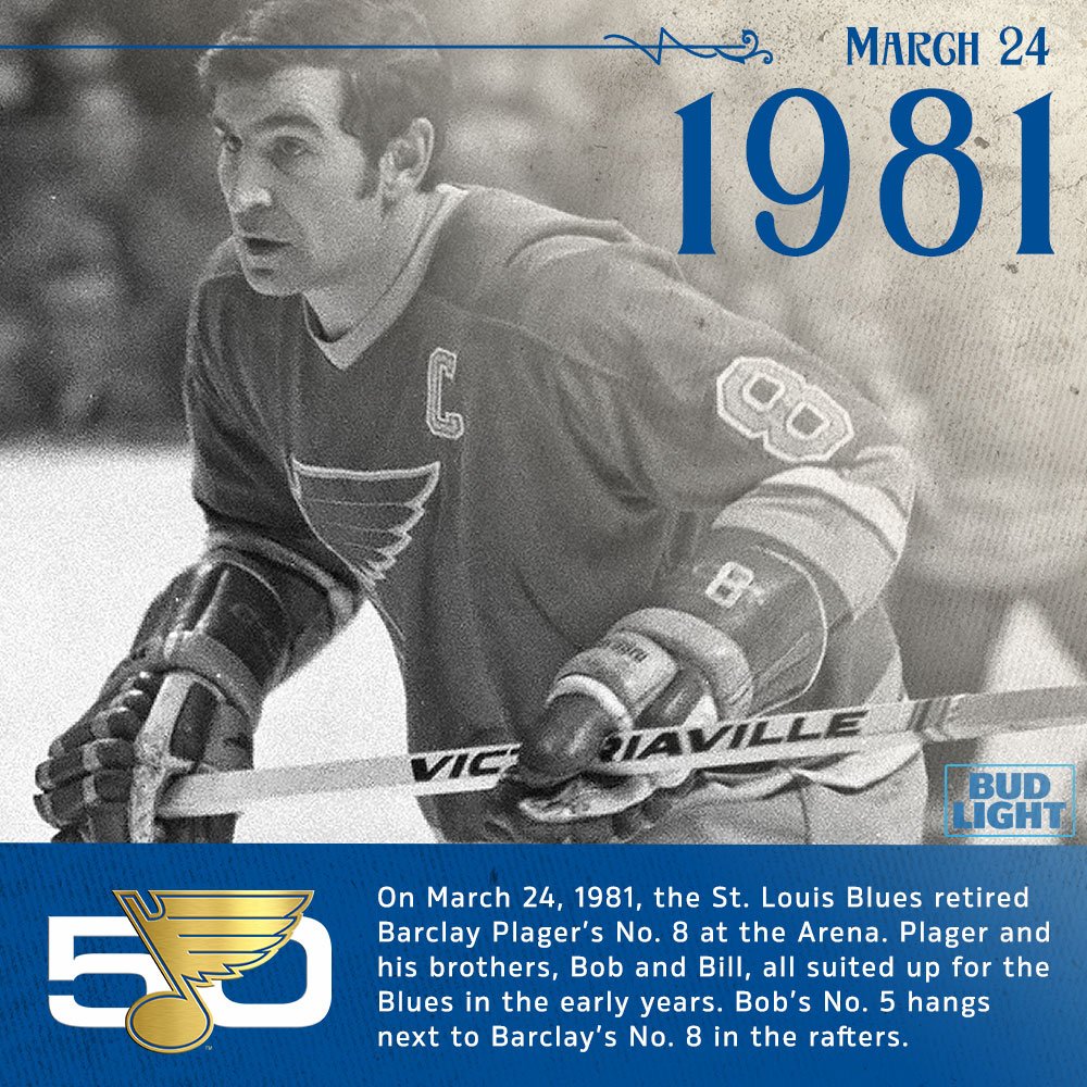 The #stlblues retired No. 8 for Barclay Plager on this date in 1981. #Blues50 https://t.co/fMPZQPXm3L