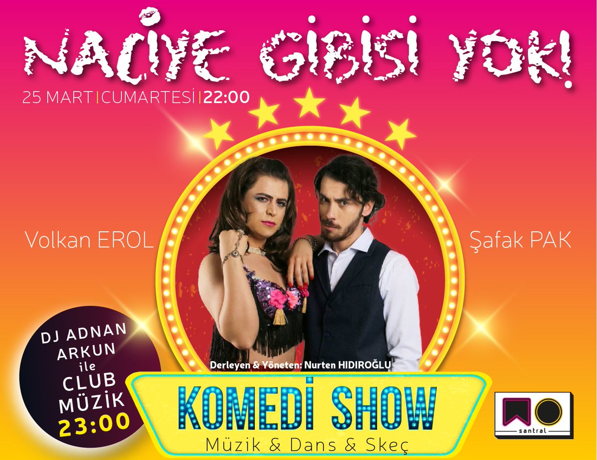 Show devam ediyor!💋
Naciye Gibisi Yok 25 Mart Cumartesi gecesi saat 22.00'da Mo Santral Performance Hall'da sizlerle buluşuyor.💙❤
