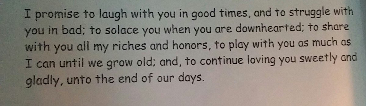 AlwaysSunny05's tweet photo. Our favorite part of our vows💗 Now I gotta get our pictures framed and hung up! #PromiseToPlay
#WeDoPlay 😂 #LoveThisSoMuch💗 https://t.co/6qb1pQXQft
