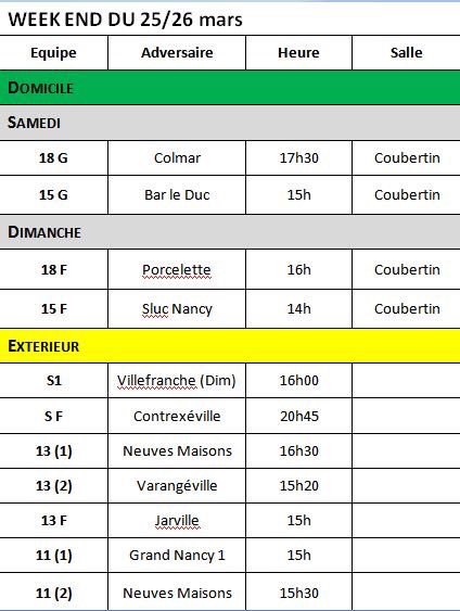 SMSHandball's tweet image. #planning des #equipes du @HBCSarrebourg pour ce  week-end.
#gohbcs #OnCompteSurVous