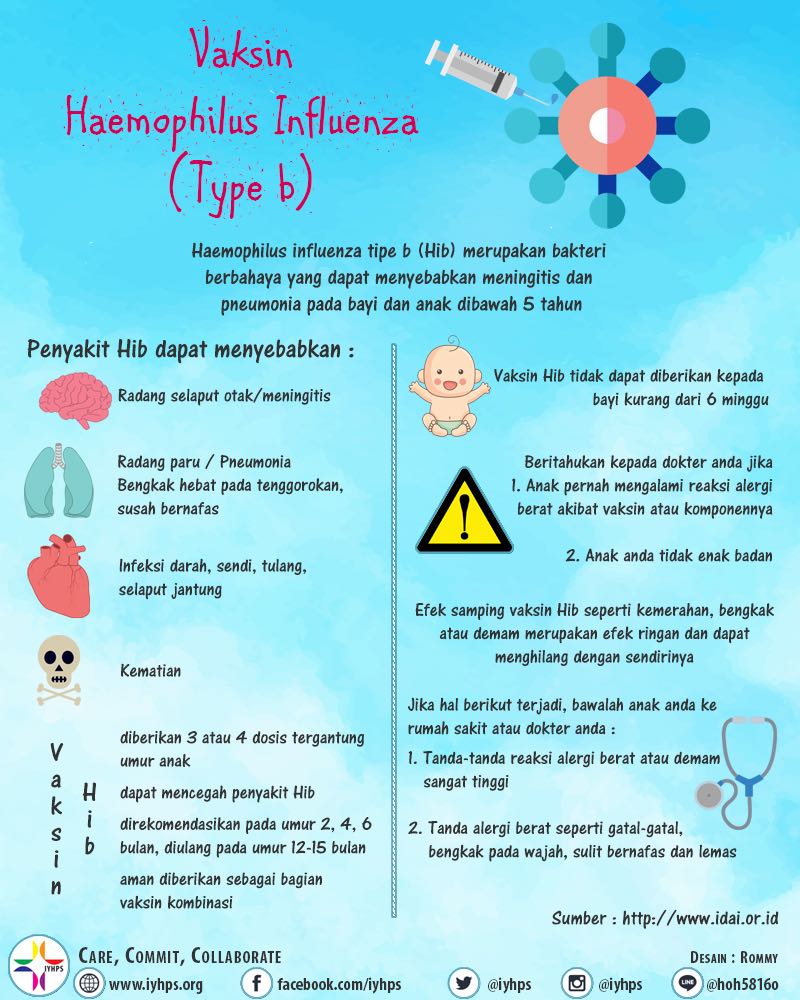 Selamat pagi
Info grafik kali ini akan berbagi tentang Vaksin H. Influenza type B
Semoga bermanfaat
Ayo berkolaborasi !
#infoiyhps #infokes