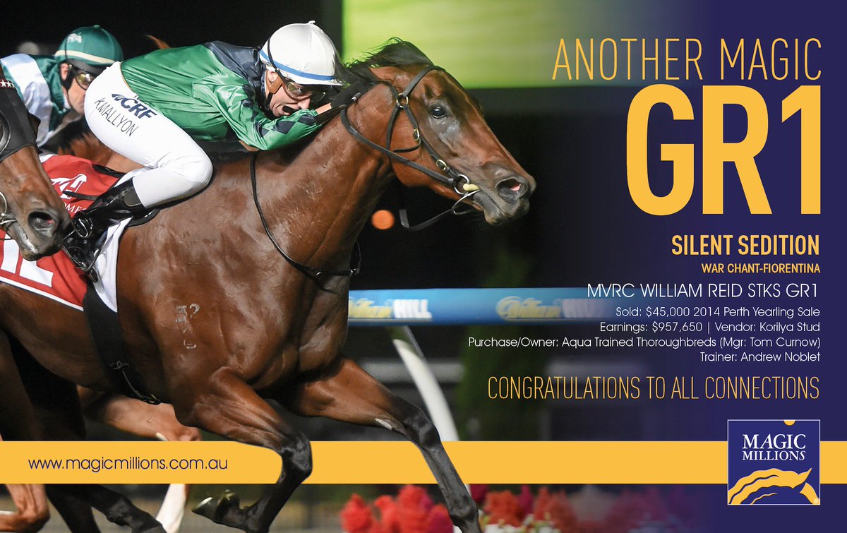 mmsnippets's tweet photo. The $45,000 Perth Yearling...
Another Magic Millions Group One winner...
Congratulations to all connections!
#WABred
#WASired
#WASold https://t.co/Qklc4abXww