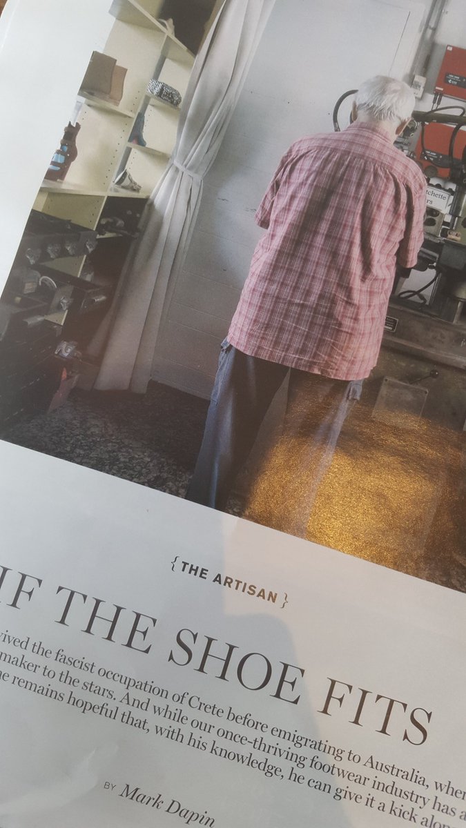 Runnerboy22's tweet photo. Great story by @MarkDapin in todays Age. John Karandonis is a passionate but humble cobbler living his dream. #shoes #bespoke @theage https://t.co/O6SRwlwZrj