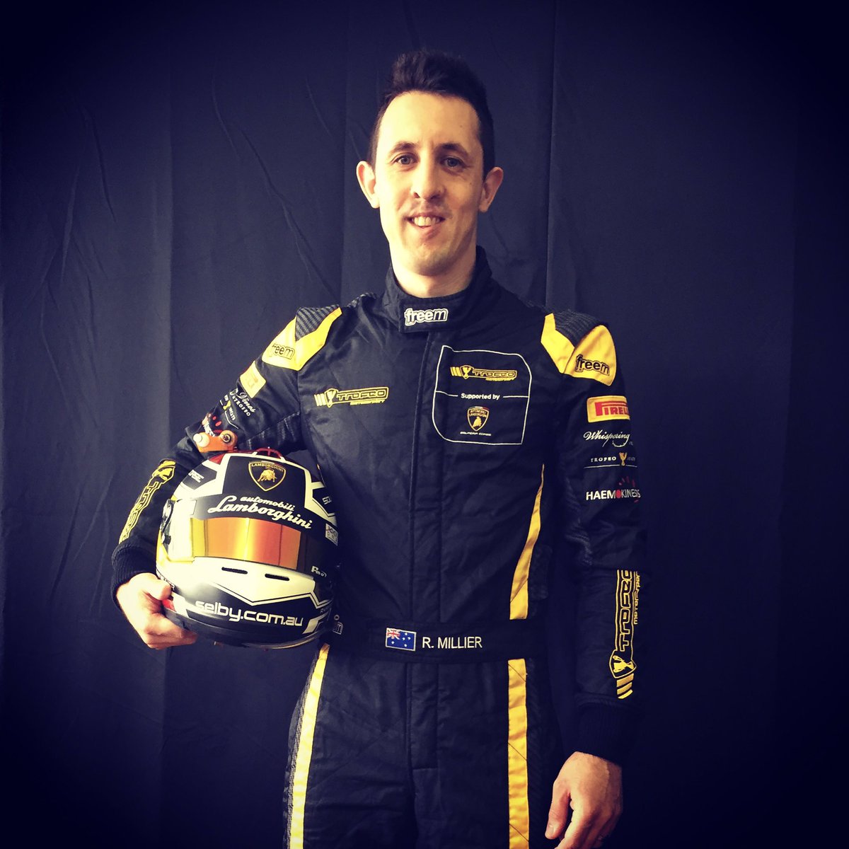 Trofeo Motorsport Driver Ryan Millier presenting the latest <a href="/freemracewear/">Freem Racewear</a> Apparel for the 2017 <a href="/AustralianGT/">🇦🇺🏆 Australian GT</a> Driver Photos #Freem #AUSGP