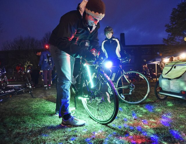 JLRenn's tweet photo. .@SoBiHamilton celebrates 2nd anniversary with glow ride from Beasley Pk with 75 riders. @TheSpec #HamOnt #bike https://t.co/n1c3O9Q8f0