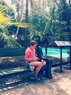frontier_elem's tweet photo. #Reading in the backyard of the Hemingway house in the Keys. #SBreading @pbcsd @supt_avossa https://t.co/g7jTf1spkm