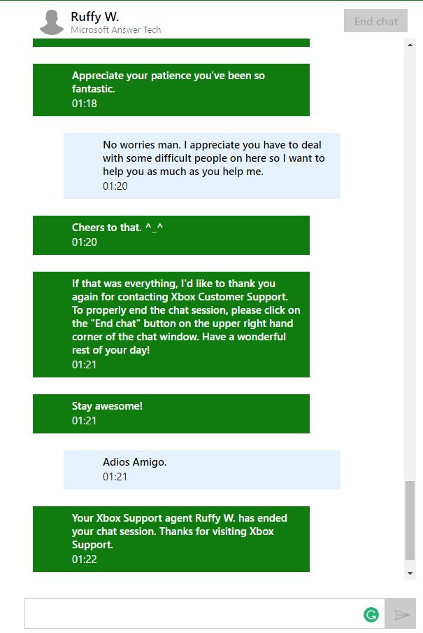Xbox Support on Twitter: "@jmckinven Hey there! Glad to hear you have a  great experience with the chat team! Have a great night! ^BL" / Twitter