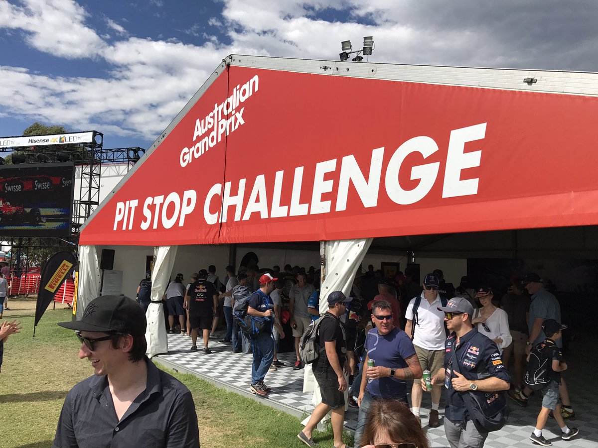 Mikedc73's tweet photo. Get down to the pit stop challenge and test you metal. Are you fast enough?
4.98sec is the fastest so far...

#AusGP

#F1ForReal https://t.co/0lXdEDKklN