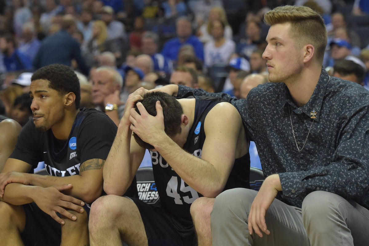 MattGlenesk's tweet image. The last few moments were tough, but Andrew Chrabascz has nothing to keep his down about. Fantastic career at @ButlerMBB.