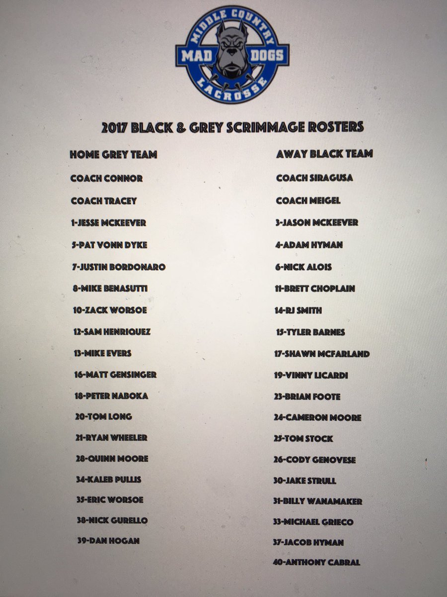 MCLACROSSE01's tweet photo. Black and Grey Roster, please let me know if anyone is missing. Go get em! https://t.co/rU2dVQoVdE