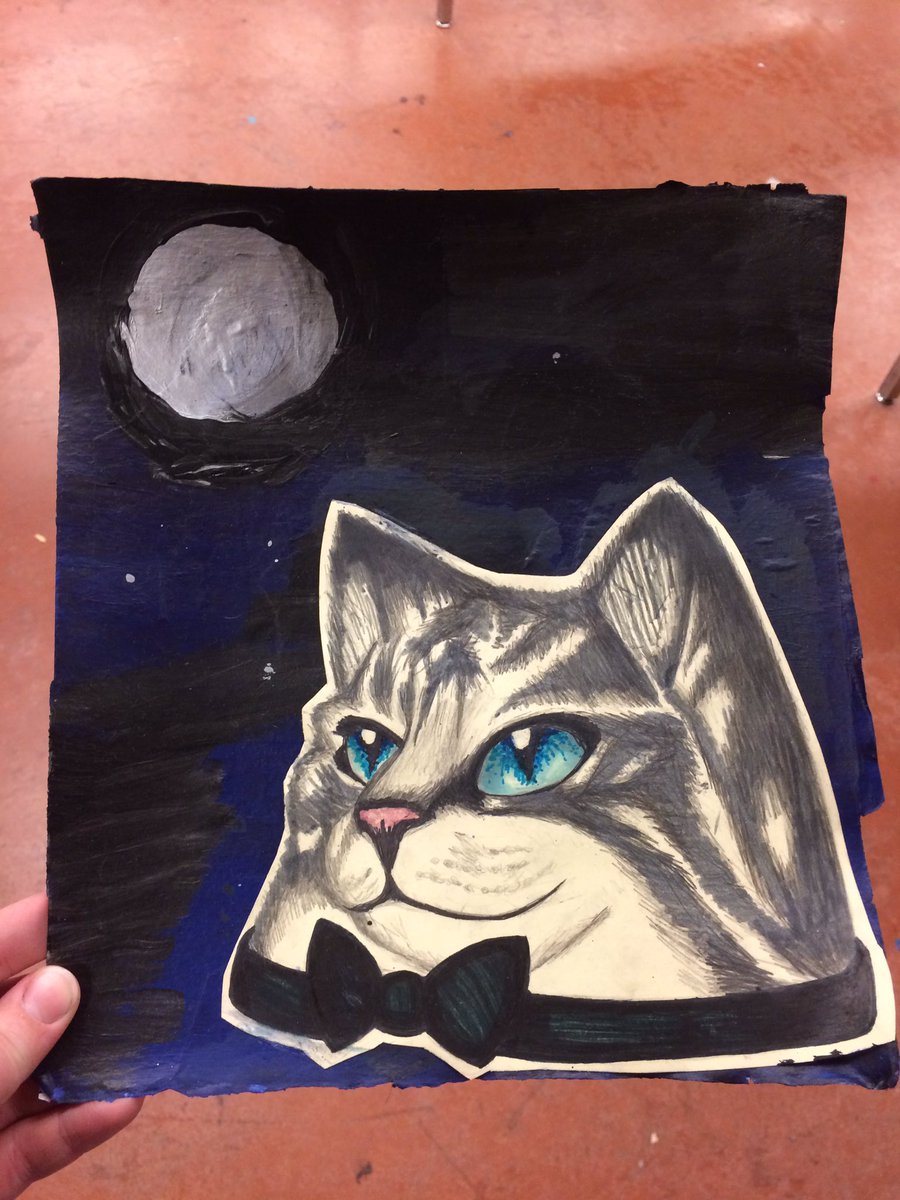 Love Damaris' detailed art! #artroomadventures #jeffersonmiddleschool #middleschoolersrock #mixedmediaart #texturesandlayers #catsvsdogs