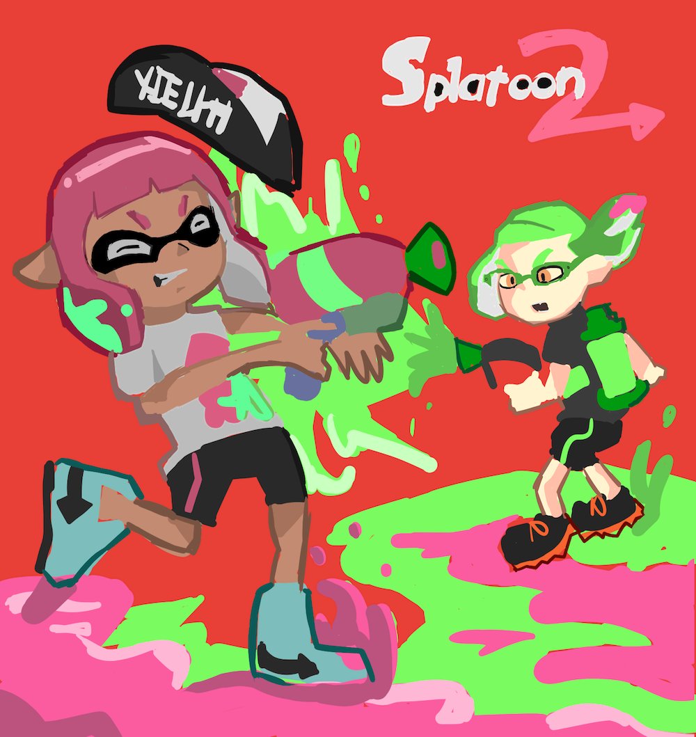 AlSanya's tweet photo. #Splatoon2 #splatoonGlobalTestfire Not my regular style, but I thought to try something different... https://t.co/EqLWhbukOH
