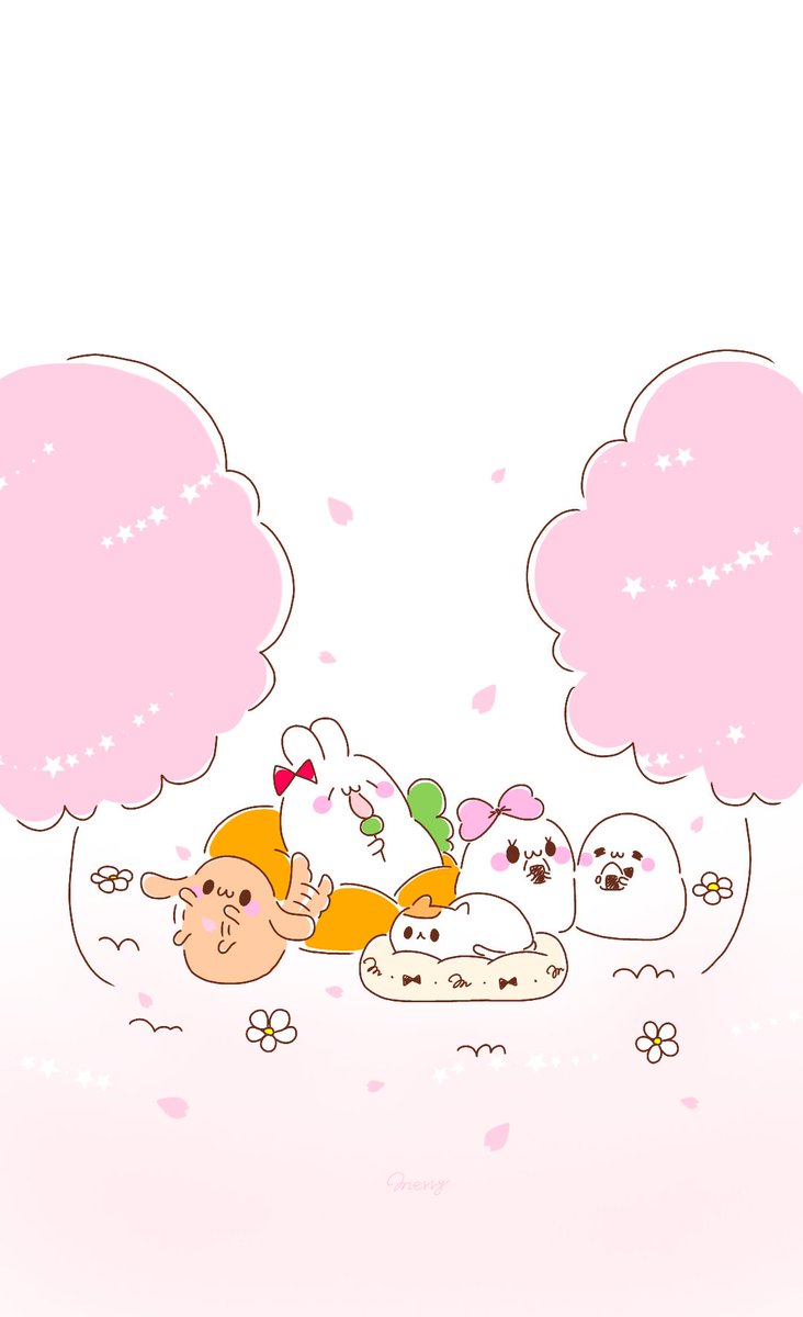 Merry家 めりーけ Lineスタンプ販売中 Merry家の皆でお花見 W Lineの背景や待受画面等に使って頂けると嬉しいです Cocoppaでも審査中 17 03 25現在 Cocoppa Merry家 検索 アメプロ T Co Jdowupiolp 春 桜 壁紙