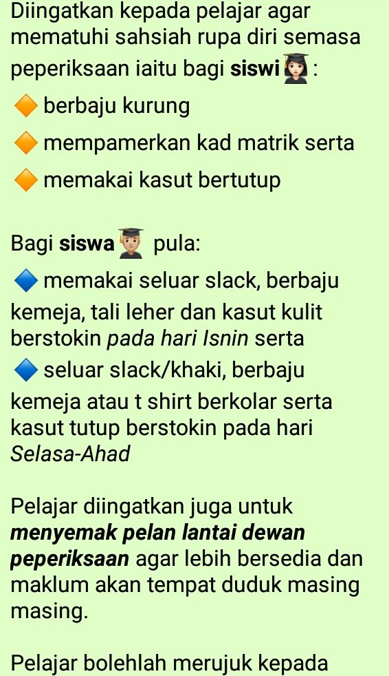 MPPUiTMKAG's tweet photo. Sahsiah rupa diri semasa peperiksaan serta pelan lantai dewan peperiksaan. Take note ya guys😉 https://t.co/EPVypvWn5d