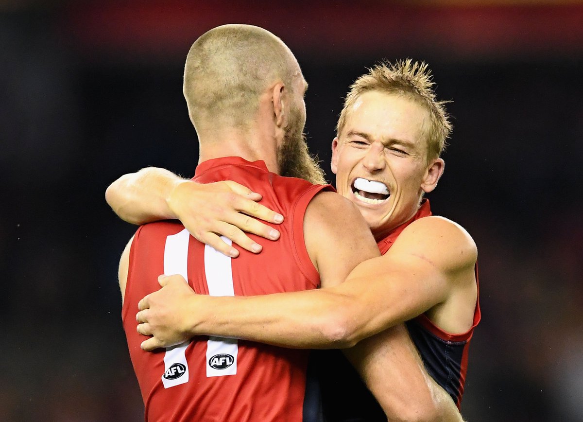 melbournefc's tweet photo. Starting 2017 on the right note! #AFLSaintsDees #RaiseHell https://t.co/G1Y6Y4gWMZ