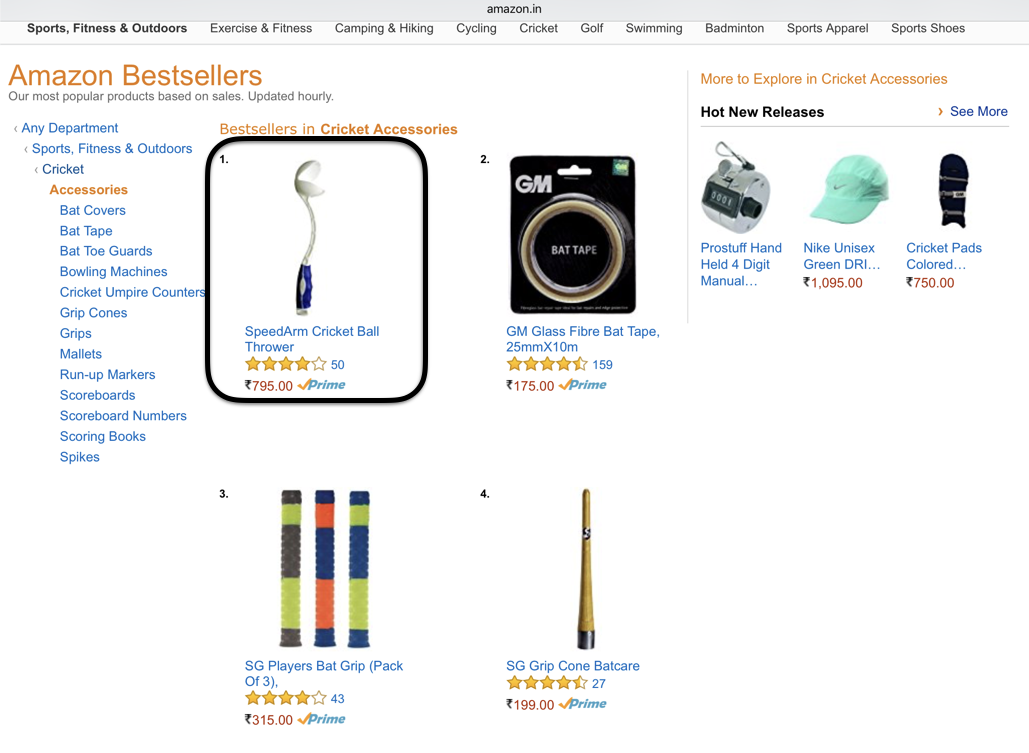 LeverageCricket's tweet photo. Rankd in top 100 on amazon out of 1.5 million listd prodcts in sports goods, top10 in entire cricket, no.1 in cricket acc. Way2go #SpeedArm https://t.co/j8e2Q5IMiS