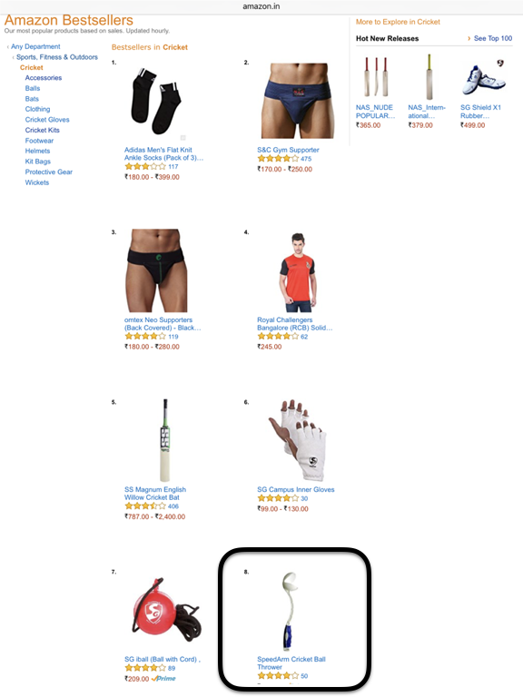 LeverageCricket's tweet photo. Rankd in top 100 on amazon out of 1.5 million listd prodcts in sports goods, top10 in entire cricket, no.1 in cricket acc. Way2go #SpeedArm https://t.co/j8e2Q5IMiS