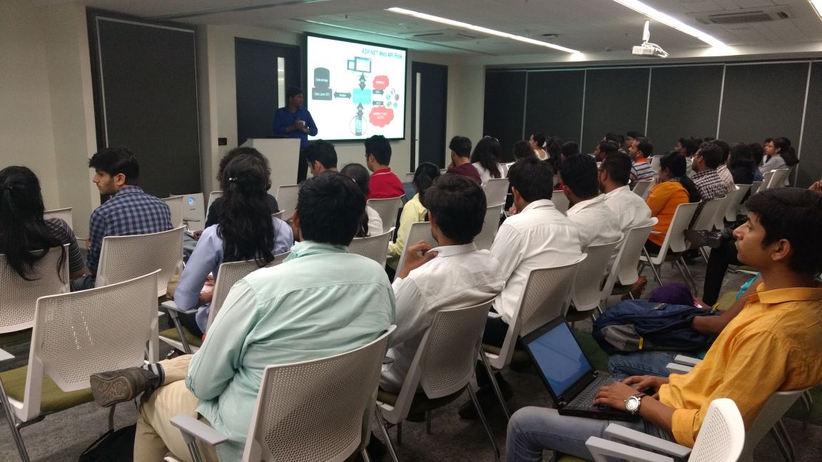 CsharpCorner's tweet image. .@CsharpCorner Delhi Chapter Meet kicked off by @Bikeshsrivastav speaking on #WebAPI2 at #Microsoft Campus, Gurgaon! c-sharpcorner.com/events/learn-a…