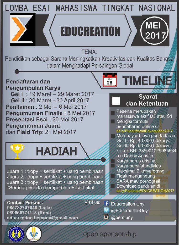 Yuk segera daftarkan dirimu :) 
#berkaryadalamrealita #bemuny #bemkmuny2017 #hitspkm #departemenpkm