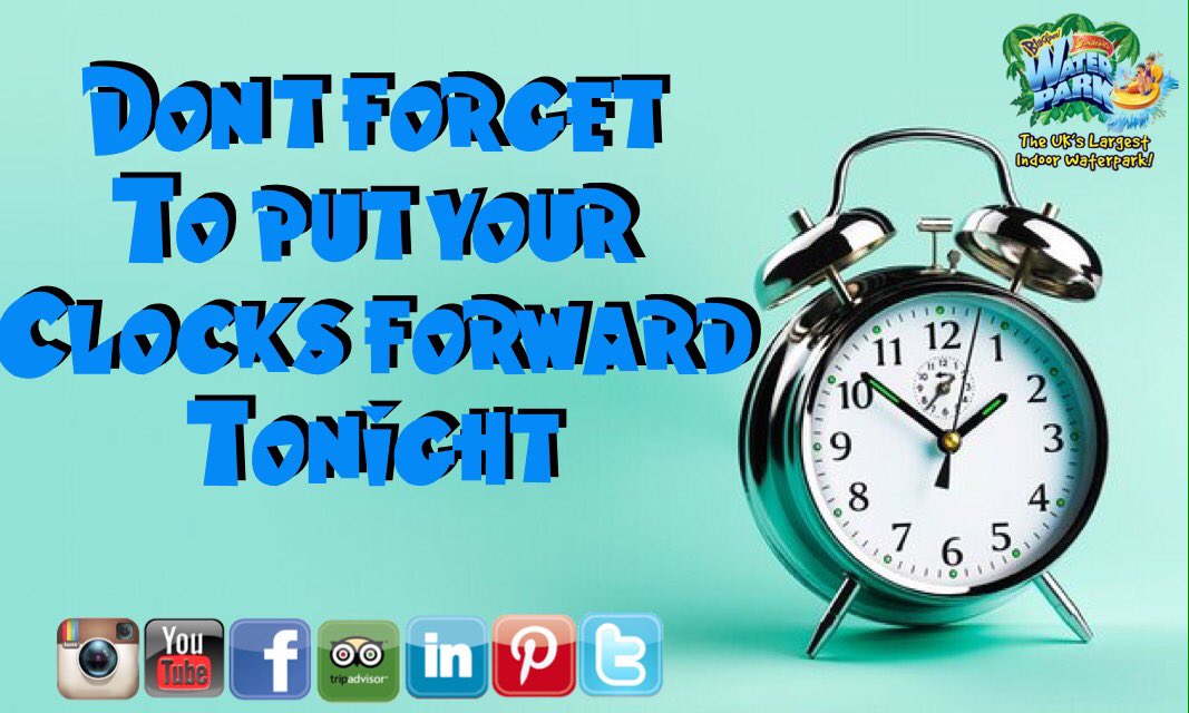 SandcastleWater's tweet photo. ⏰Tonight's the night we lose an hour in bed⏰
Remember you don't need to change your smartphone, tablet or computer it does it automatically⏰ https://t.co/LbW0kdm10u