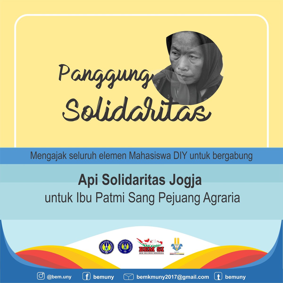 #PanggungSolidaritas
Minggu, 26 Maret 2017
17.00-22.00
Titik kumpul: Halaman Masjid Kauman Yogyakarta
#ForumBEMDIY
#KabinetSERASI
#BEMKMUNY