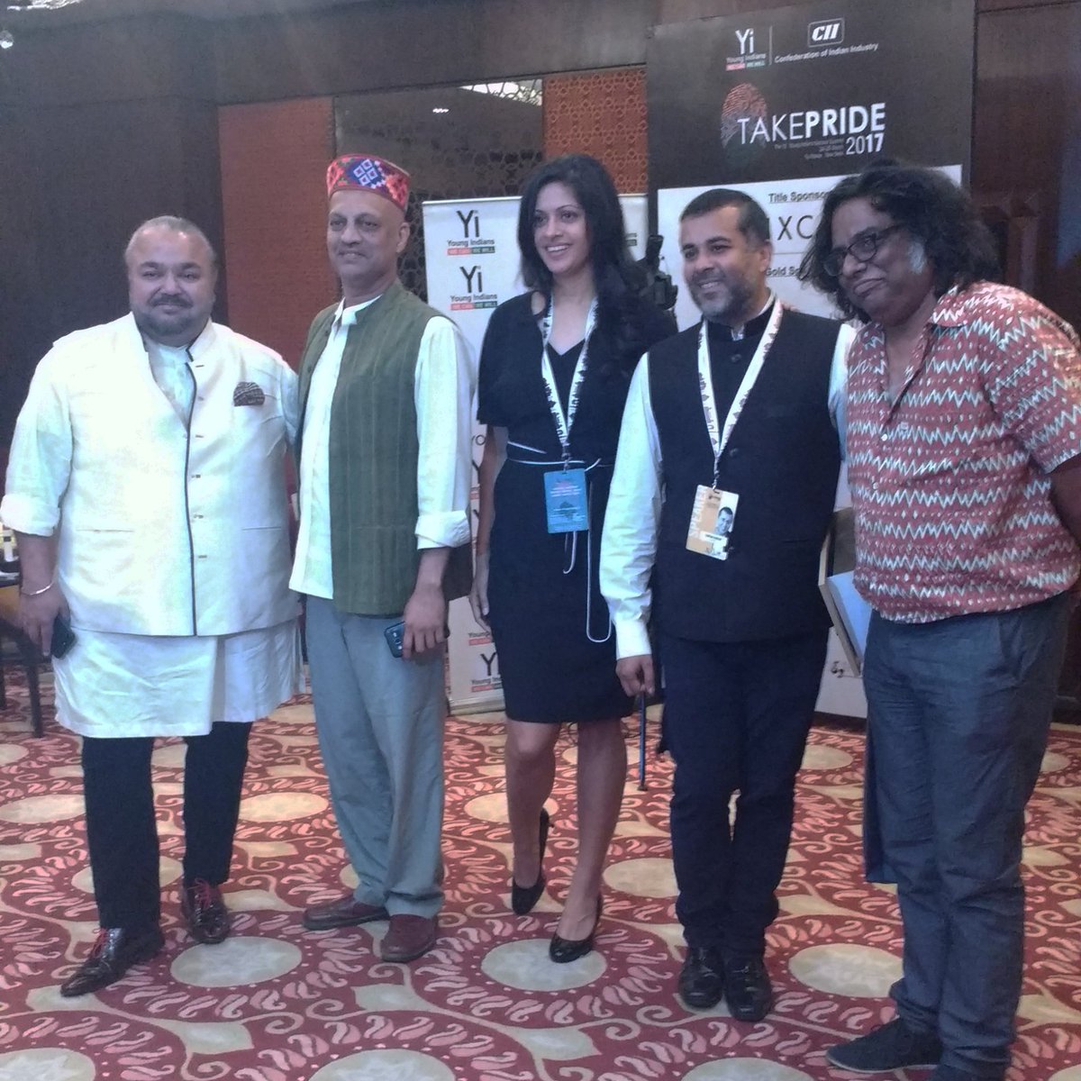 Our esteemed panel post the panel discussion with the #youngIndia team at #TakePride2017 #chetanbhagat #jjvalaya <a href="/chetan_bhagat/">Chetan Bhagat</a> <a href="/JJValaya6/">JJ Valaya</a>