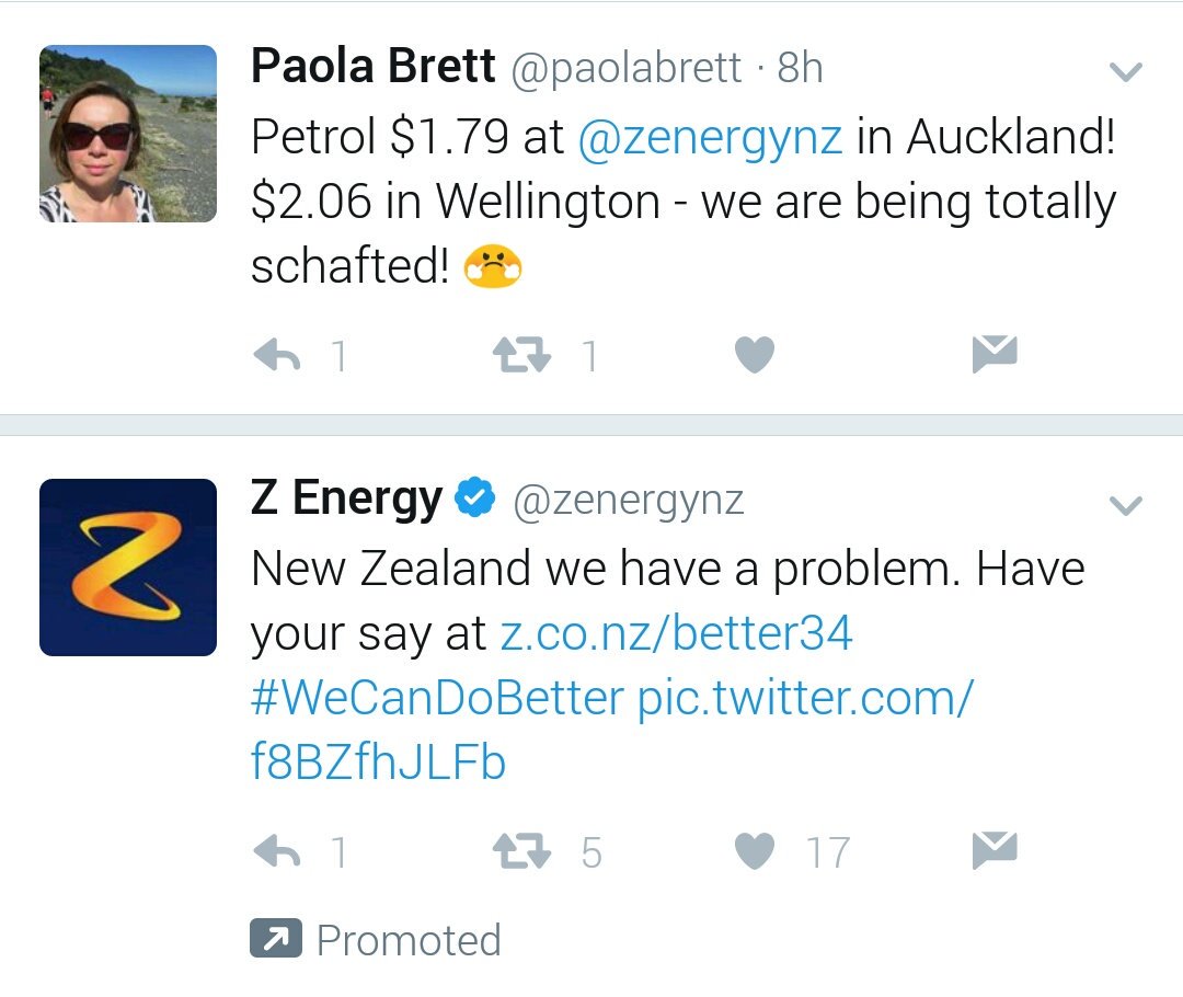 Love these two tweets showing up together in my feed... Yes we do have a problem <a href="/zenergynz/">Z Energy</a> !!! <a href="/paolabrett/">Paola 🌅</a>