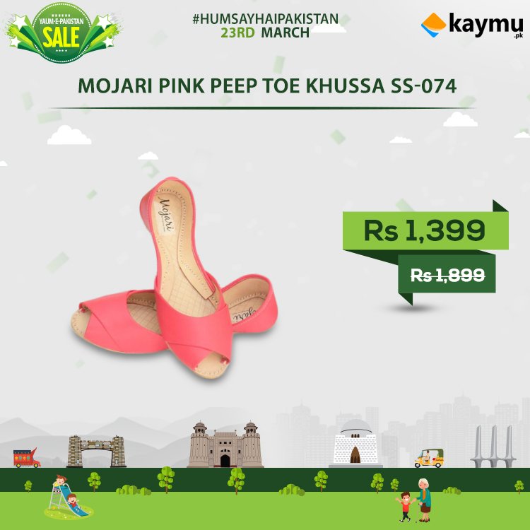 KaymuPk's tweet photo. Get your "Mojari Pink Peep Toe Khussa" in just Rs. 1,399
For More: https://t.co/Z8rdermD6H
#YaumePakistanSale #PinkKhussa #HumSayHaiPakistan https://t.co/Sp7hChk7Qf