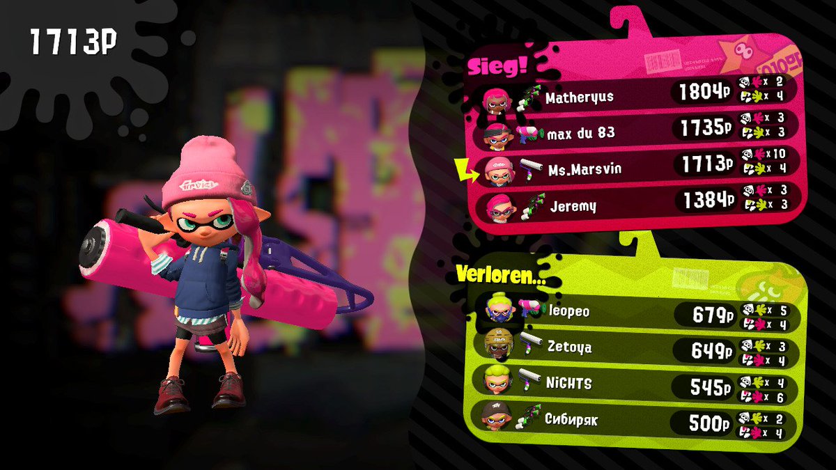 MsMarsvinLP's tweet image. Die pinke Lady mit den meisten Kills in einer Runde. :-) #Freundescode SW-7216-7920-8218 #Splatoon2 #Testfire #NintendoSwitch