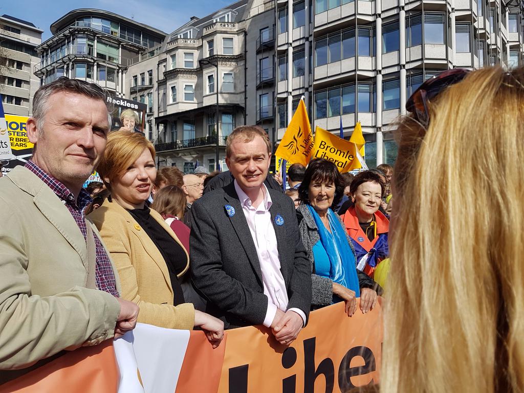 WelHatLibDems's tweet photo. @timfarron leading from the front. #LDEurope #UniteForEurope #libdemfighback https://t.co/bFT2Exbic6
