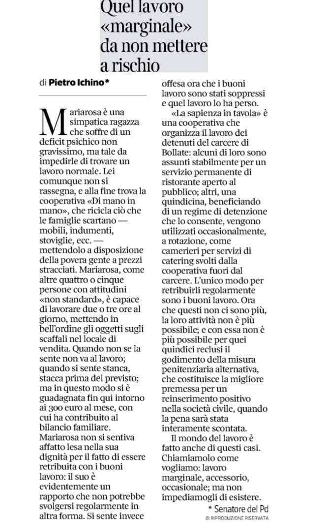 iDemLab's tweet photo. Quel #lavoro 'marginale' da non mettere a rischio. Riflessioni di @PietroIchino sulle conseguenze dell'abolizione dei #voucher https://t.co/XexlBUir8q