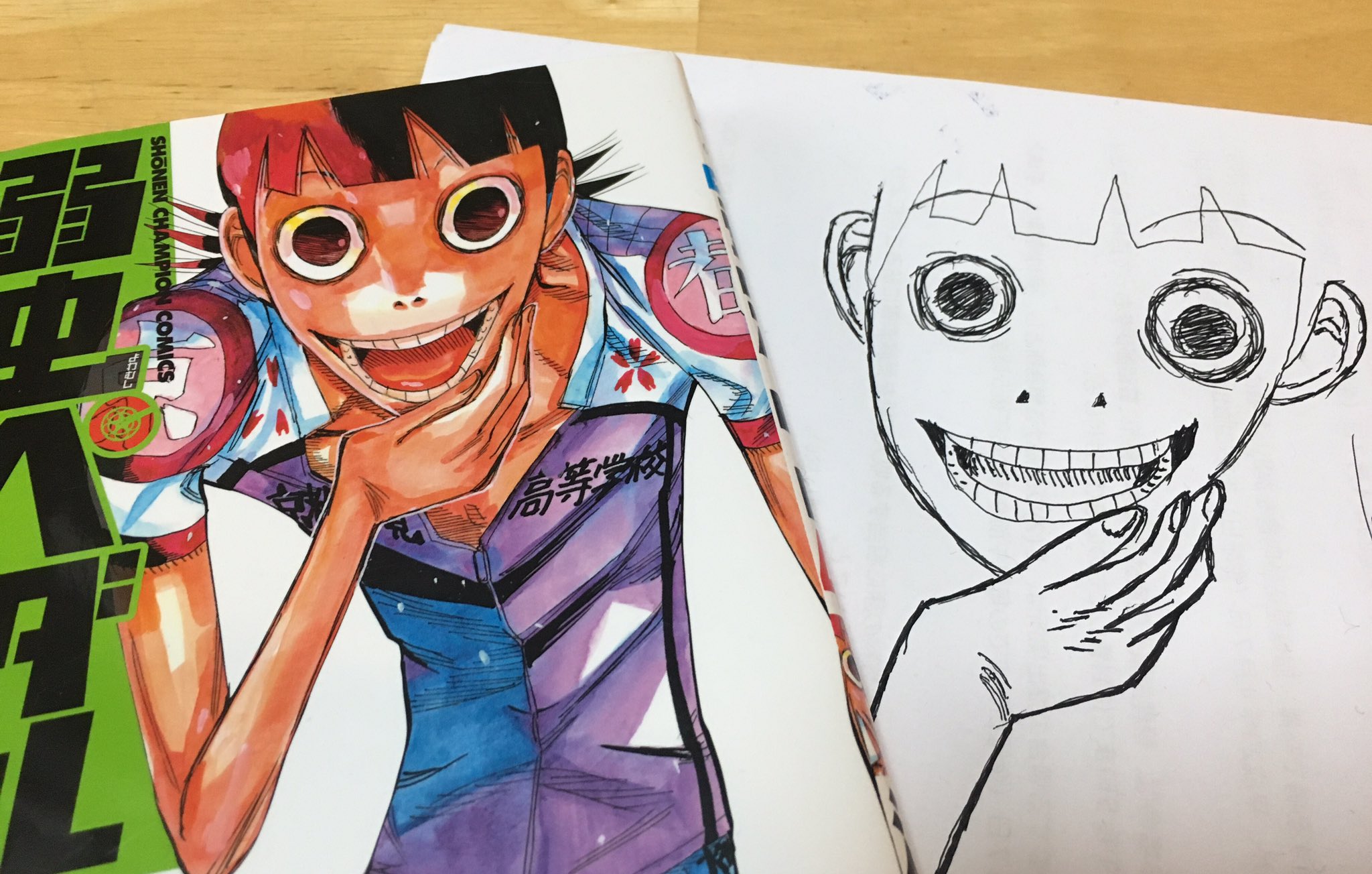 やまださいこ 母がグースカ寝てる間に描いてた落書きが思いの外クオリティ高くてびっくりした 本家より気持ち悪い 御堂筋翔 弱虫ペダル T Co R7pohrwedv Twitter