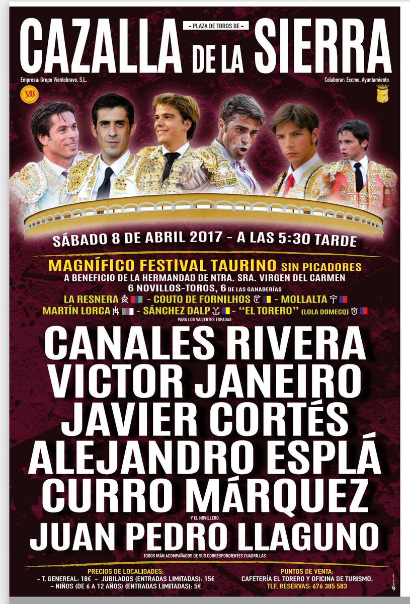📍 Comenzamos temporada.

📆 Carteles | Cazalla de la Sierra (Sevilla), 08-04-2017.

🐂 Magnífico Festival Taurino benéfico.