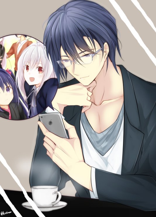 「リクエストBOXで頂いた「お優しいお兄様」 甥から送られてきた家族写真見てニヤッ」|こしののイラスト